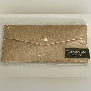 Floral Pouch Wristlet by Emmelli Design in Taupe